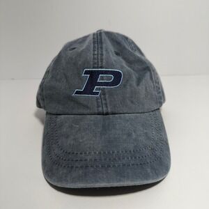 Adams Purdue University Blue Gray Faded Dad Hat Leather‎ Strap Brass Buckle Cap